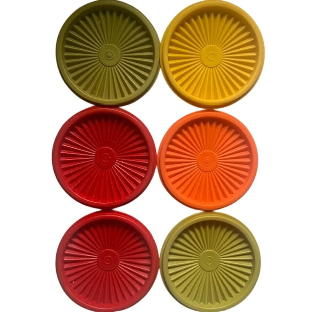Tupperware Servalier Round Lids Set 6 Starburst Retro Replacement 5
